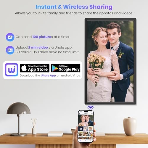 64GB 32" Large Digital Picture Frame, Uhale WiFi Electronic Photo Frames with 1920 x 1080 FHD IPS Screen, Support Auto-Rotate Wall Mounted SD&USB Card, Share Photos/Videos from Phone Instantly - Image 2