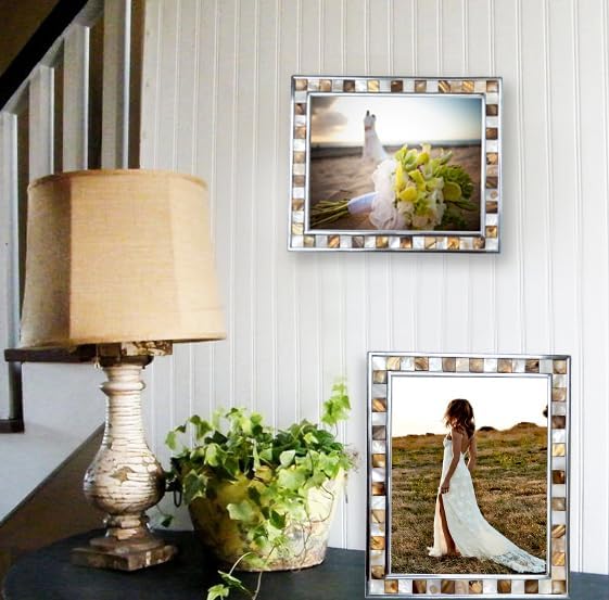 Silver Plate 8x10 Picture Frame, Brown+White, 1pc - Image 3