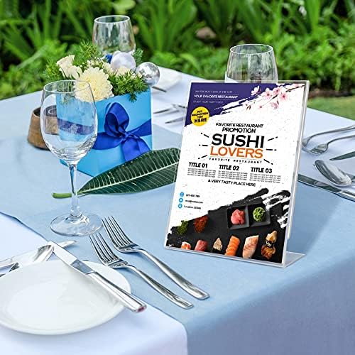 Acrylic Sign Holder 6 Pack 8.5x11 Slant Back Acrylic Stands for Display Plexiglass Clear Acrylic Display Stands for Ad Frame, Picture Photo Frames, Promotions, Restaurants, Office, Store, Home - Image 4