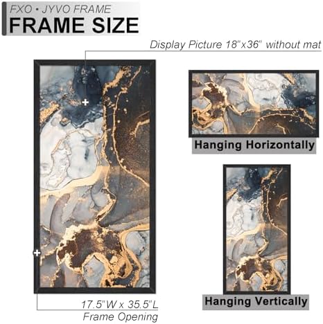 Fxojyvo 18x36 Picture Frame Black Engineered Wood Wall Hanging - Image 4