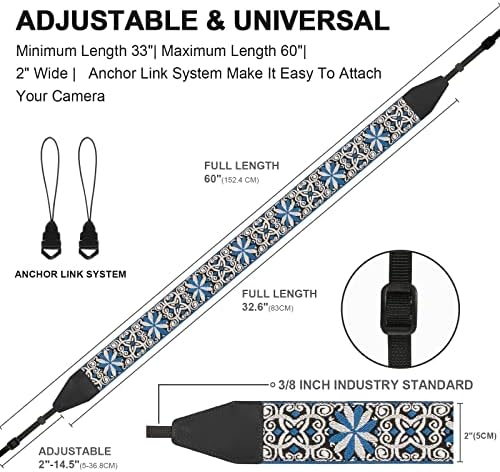 Camera Strap, Jacquard Weave 2" Shoulder Neck Straps for All DSLR Cameras Men Women Photographers - Image 3