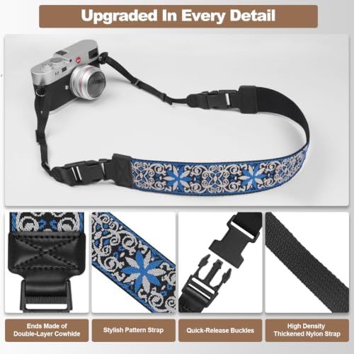 Adjustable Camera Neck Strap, Vintage Embroidered Shoulder & Crossbody Camera Strap with 4 Connection Ways, Anti-Slip Camera Strap for DSLR, Mirrorless & Camcorder, Travel & Outdoor Photography Gear - Image 5