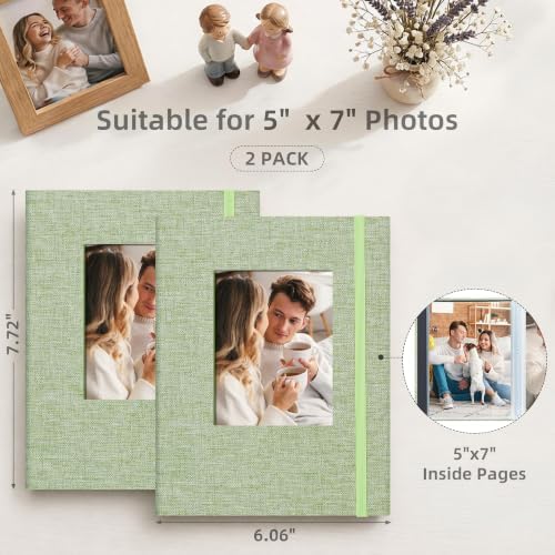 5x7 Photo Album 2 Pack 52 Pockets Fabric Green - Image 2