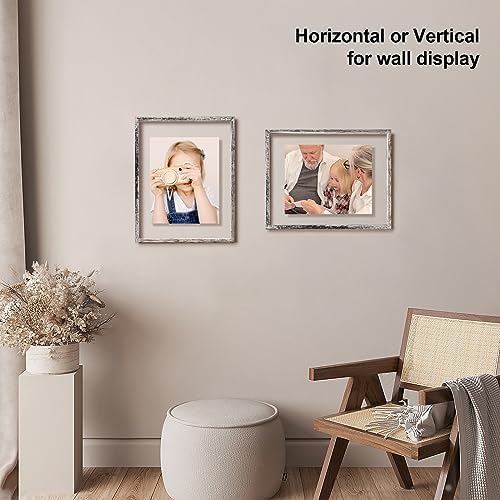 Egofine Distressed White 11x14 Floating Frames Set of 2, Double Plexiglass Picture Frame, Made of Solid Wood Display Any Size Photo up to 11x14, Wall Mount or Tabletop - Image 6