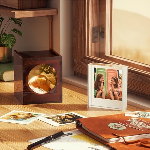 WINKINE Acrylic SQUARE Polaroid Frame & Photo Storage Box for Fujifilm Instax SQUARE SQ40/SQ1 Films, 3.39''x2.83'' Film Frame, Vintage Box with Sliding Lid, Amber, 1 Pack - Image 5