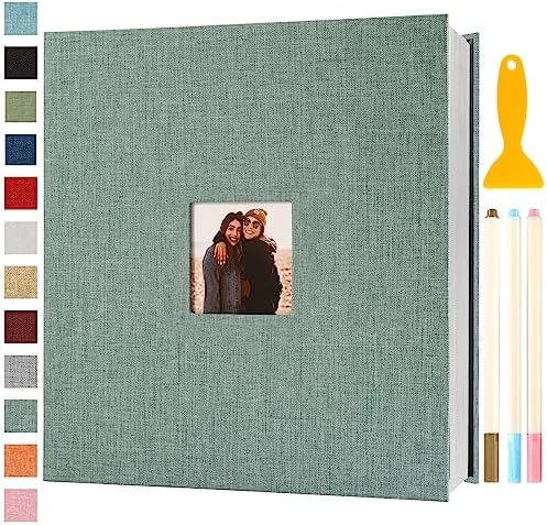 Photo Album Self Adhesive Pages Scrapbook 13.2x12.8 Green 120 Pages by Semfalbuums