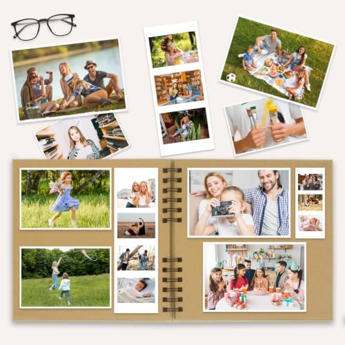 Scrapbook Album, 8 x 8 Inch Scrap book, 60 Brown Blank Pages Scrapbooks, Hardcover Photo Album Scrapbook, Kraft Paper Memory Book, Traveling, Birthday & Holiday Gifts. - Image 5