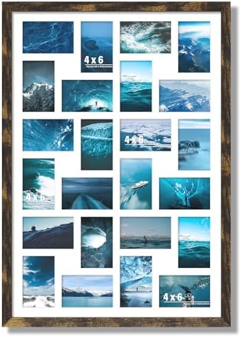 DUENPY 22x32 Collage Frame For 24 4x6 Photos Brown by DUENPY