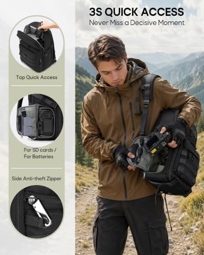 RAINSMORE Camera Backpack, DSLR/SLR/Mirrorless Tactical Camera Bag Cases - Image 4