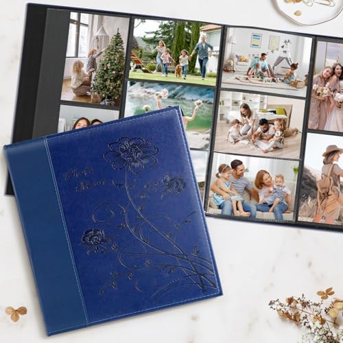Artmag Photo Picutre Album 4x6 600 Photos, Extra Large Capacity Leather Cover Wedding Family Photo Albums Holds 600 Horizontal and Vertical 4x6 Photos with Black Pages(Blue), 600 Pockets - Image 4