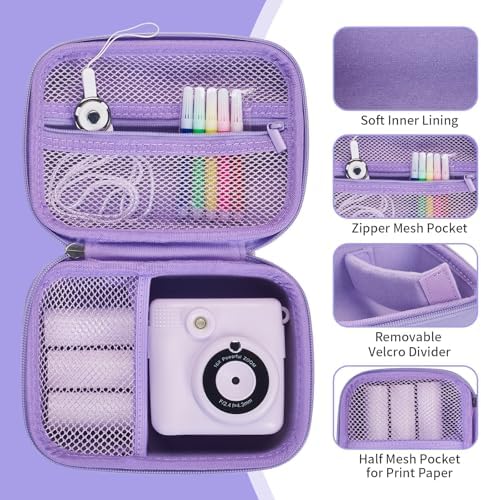 Camera Case Compatible for ESOXOFFORE/Upgrade/Dylanto/Yehtta/HiMont/CAMCLID Kids Instant Print Camera Toy,Portable Digital Camera Storage Holder Organizer Bag (Case Only) - Purple - Image 4