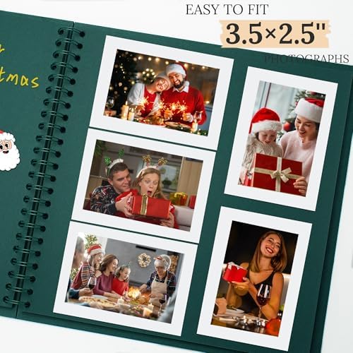 Scrapbook Photo Album 8"x8" 20 Sheets 40 Pages Hardcover Kraft Paper Green - Image 4