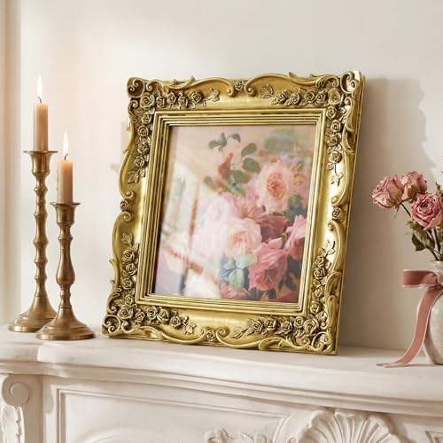 Cuspin 6x6 Gold Picture Frame Square Vintage Ornate Decorative Photo Frame - Image 7