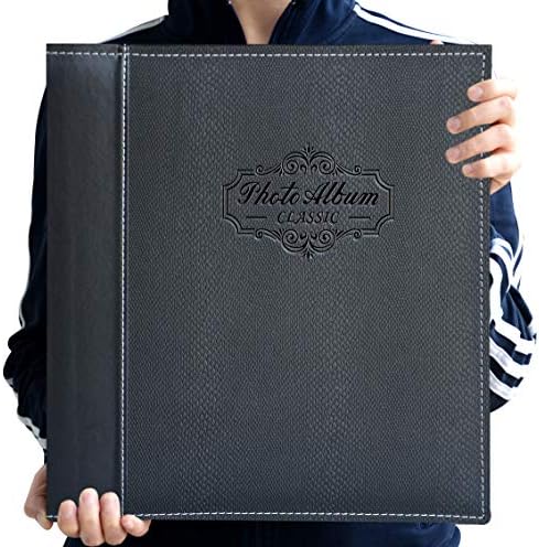 Black Large Self-Adhesive Photo Album, PU Leather Cover by ZoviewArt