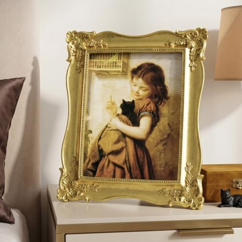 Cuspin 8x10 Vintage Gold Picture Frame, Ornate Antique Resin Photo Frame - Image 2
