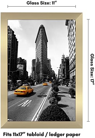 Americanflat 11x17 Picture Frame with Shatter-Resistant Glass - Signature Collection - Gallery-Style Frames Made of Engineered Wood - Photo Frame for Wall Display - Gold - Image 2