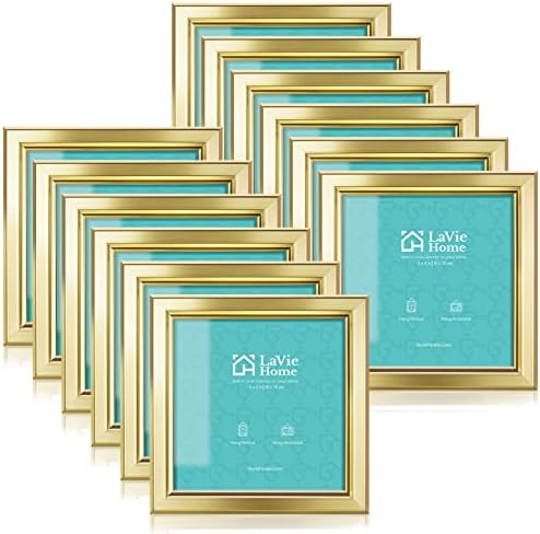 LaVie Home 4x4 Picture Frames (12 Pack, Gold) Simple Designed Photo Frame with High Definition Glass for Wall Mount & Table Top Display, Set of 12 Classic Collection by LaVieHome