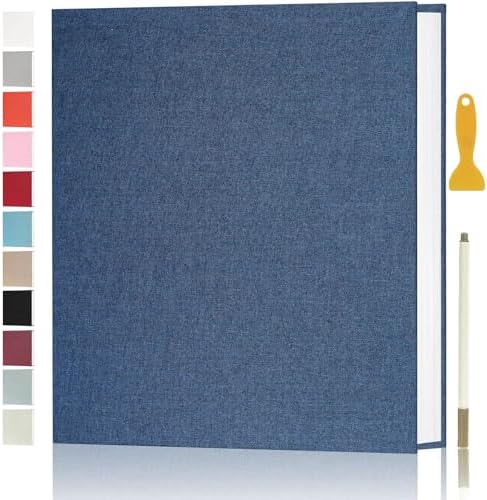 Photo Album Self Adhesive Pages Scrapbook 60 Pages, 13.2x12.8 Blue by Aenbuslm