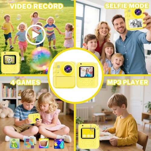 Instant Print Camera for Kids, 1080P Video Camera with 3 Print Rolls - Image 3