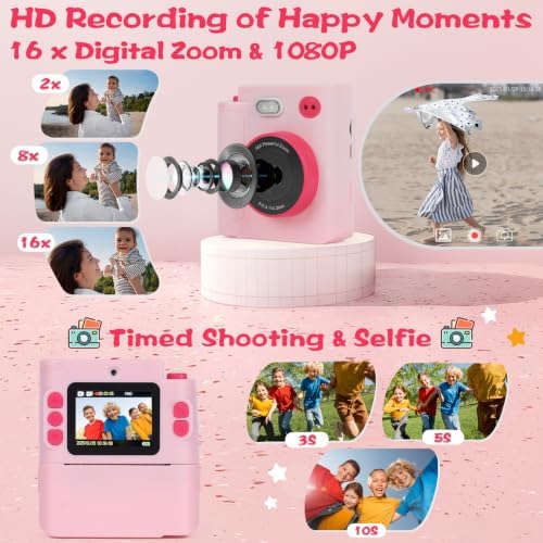 Cudinham Kids Camera Instant Print, Gifts for Age 3-12 Kids, 5 Rolls Paper - Image 3