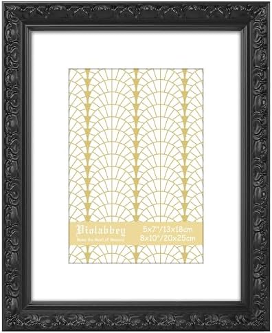 VIOLABBEY 8x10 Picture Frame Black, Ornate Vintage Photo Frame by violabbey