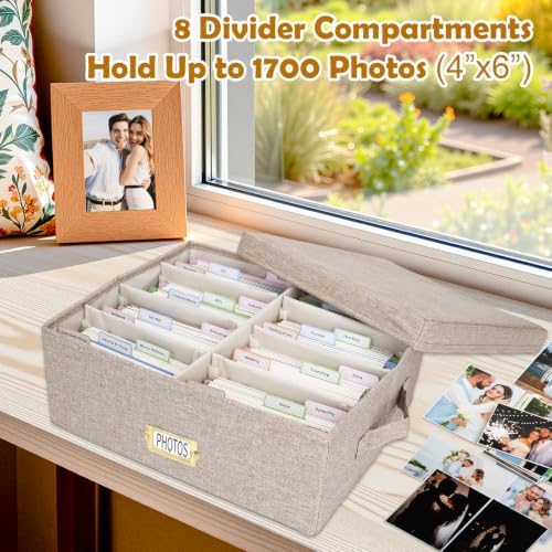 Photo Storage Organizer Box with Dividers(4x6 Photos, Brown) - Image 2