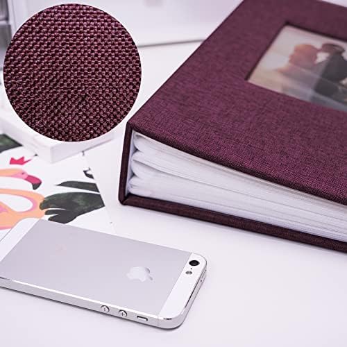 Vienrose 4x6 Photo Album,420 Pockets,Linen Cover with Window,Purple - Image 3