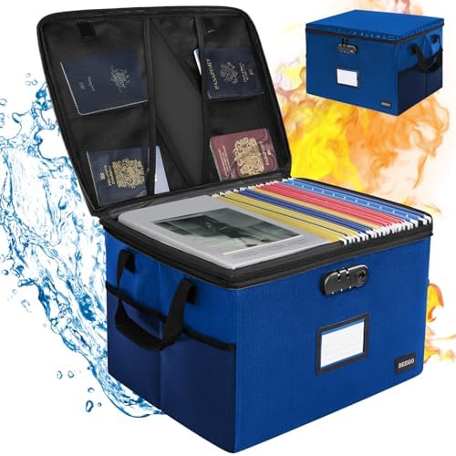DEEGO File Box with Lock, Fireproof Document Box for Important Document by DEEGO