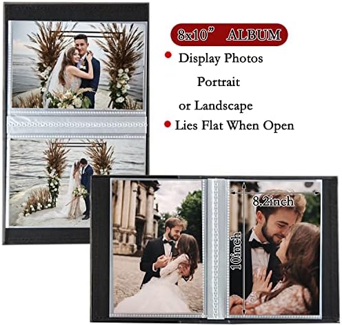 Photo Album 8x10 Clear Pages Pockets Leathe Cover Slip Slide in Photo Album Holds 100 Vertical 8x10 Photos Picture Book for Wedding Family (Brown) - Image 3