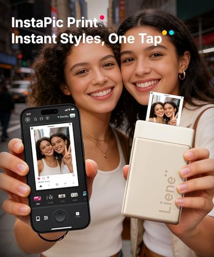 Liene Pearl N200 Pro Portable Photo Printer, Instant Mini Picture Printer for iPhone Smartphone, Thermal Dye Sublimation, Bluetooth Sticker Printer 10 Sheets 2x3 Adhesive Paper & 1 Cartridge, Gold - Image 4