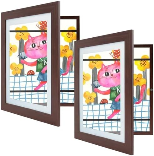 2 Pack 10x12.5 Front-Opening Kids Artwork Frames Changeable (Walnut) by GoldenStateArt