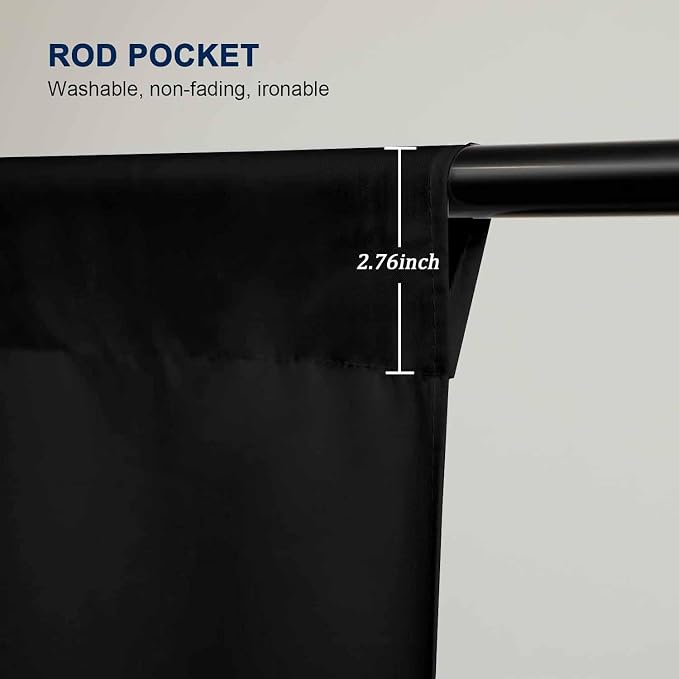 5x7ft Black Backdrop Background for Photography, High Density Polyester Fabric Top Rod Pocket Design, Black Photo Backdrop Curtain for Portrait Photoshoot, Party and Video - Image 6