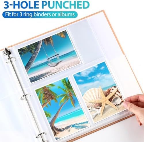 Feifeiya 150 Pack 4 x 6 Photo Sleeves for 3 Ring Binder(for 600 Pictures) archival Photo Page Protectors Holds Clear Plastic Refill Pages Plastic Album Refill Pages - Image 4