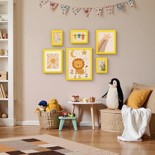 Vittanly 11x14 Picture Frame Made of Solid Wood for Wall & Tabletop, Yellow - Image 5