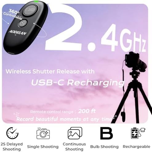 Upgraded Rechargeable USB-C Camera Wireless Shutter Release Remote Control - Image 2