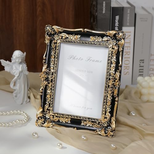 Cuspin 5x7 Black and Gold Picture Frame Vintage Baroque Ornate Resin Frame - Image 6