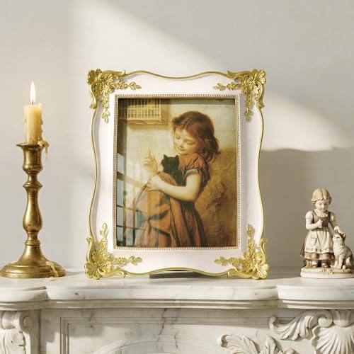 Cuspin 8x10 Vintage Picture Frame White and Gold, Decorative Photo Frame - Image 3