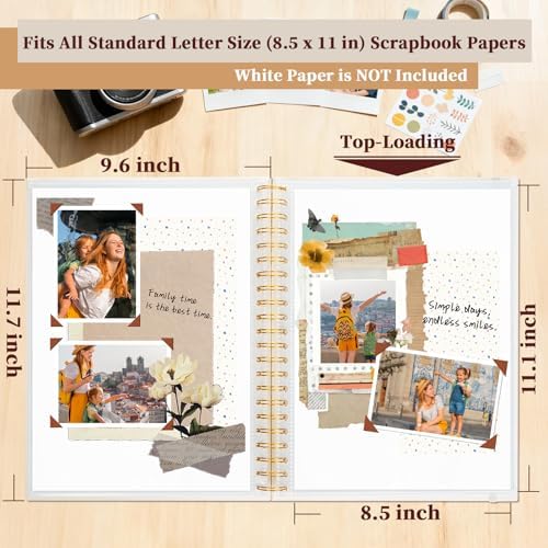 8.5x11 in Scrapbook Photo Album with Window, 30 Sleeves Beige - Image 3
