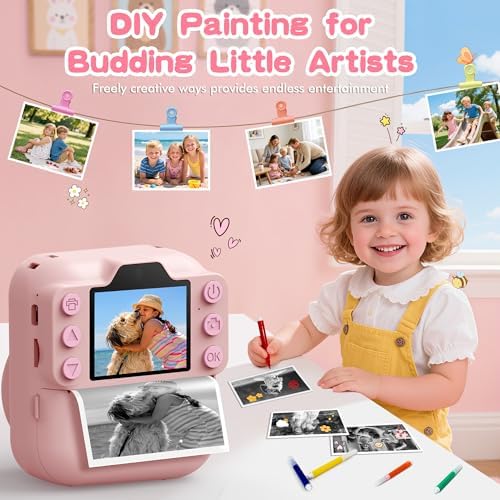 Kids Instant Camera with 64GB SD Card, Portable Digital Camera Toy for Girls and Boys Ages 3-12, Toddler Christmas and Birthday Gift for 3 4 5 6 7 8 9 10 Year Old Kids (Blue) (Pink) - Image 4