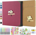 Vienrose DIY Scrapbook Photo Album Kit with Stickers, Pens, Tapes, 60 Pages Hardcover Memory Book, 8.5x11 Inch 3 Ring Binder with Black Pages, Guest Book Gift for Wedding, Travel & Anniversary Red by Vienrose