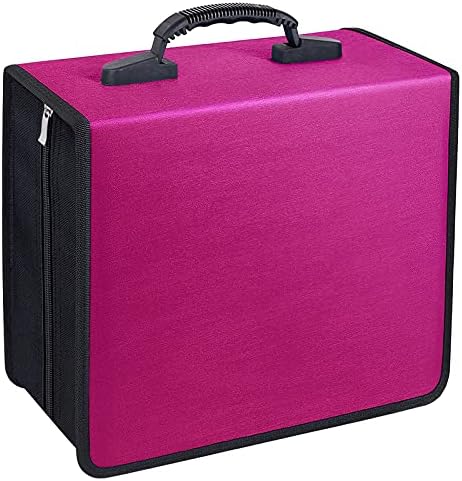 CD/DVD Portable Storage Binder with Handle, 400‑Capacity,(Rose) by Bivisen