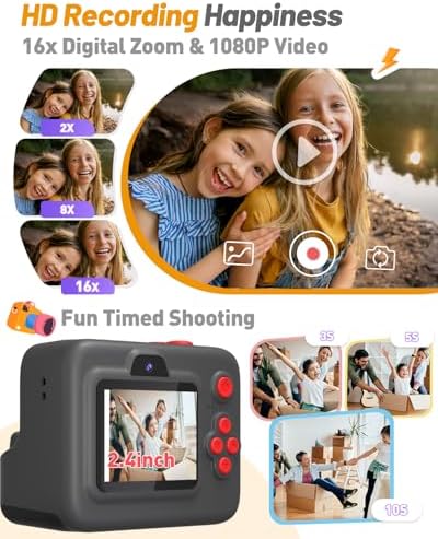 Yehtta Kids Camera Instant Print, Dual-Lens Selfie Camera for Kids, Black - Image 3