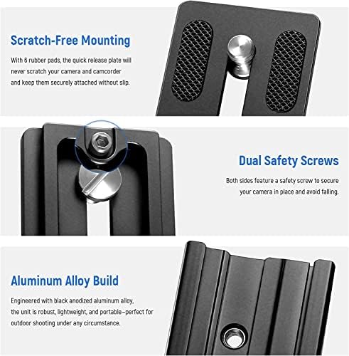 NEEWER Quick Release Plate with Clamp Adapter Set, 120mm QR Plate with Clamp, 3/8"&1/4" Screw, Bubble Level, 3/8” to 1/4” Screw Adapter, Compatible with Arca Swiss Tripod Monopod Ball Head - Image 2
