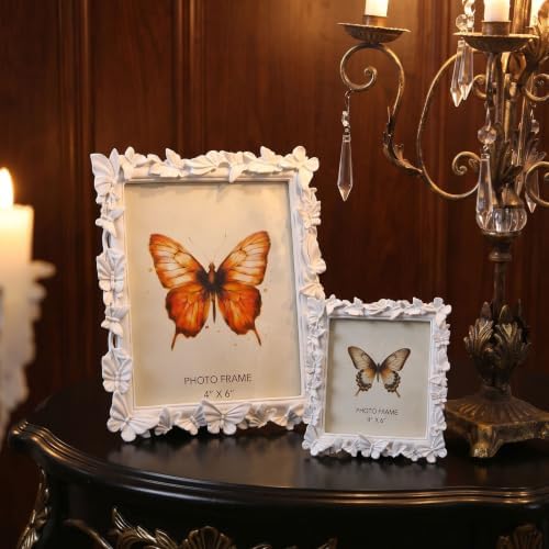 White 8X10 Vintage Picture Frames Gold Butterfly Elegant Retro European Design, Antique Photo Frame for Wall Hanging and Tabletop Display, Retro Design Home Decor - Image 5
