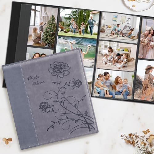 Artmag Photo Album 4x6 1000 Photos, Large Capacity Wedding Family Leather Cover Picture Albums Holds Horizontal and Vertical 4x6 Photos with Black Pages(Grey) - Image 4