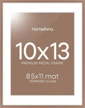 Homeforia 10x13 Mocha Picture Frame, High-End Metal, 8.5x11 Mat, Glass by Homeforia