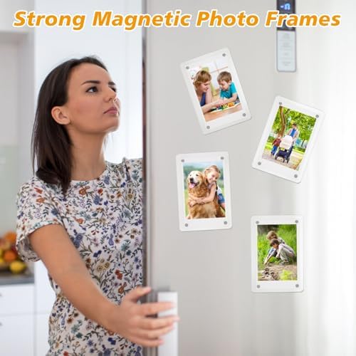 Acrylic Mini Polaroid Frame for Photos 5 Pack Magnetic Refrigerator Mini Picture Frames for Instax Photo Display Double Sided Clear 2.36 X 3.54 Inch - Image 2