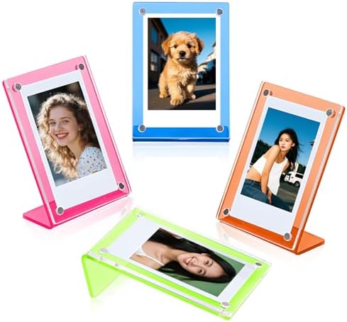 4 Pack Mini Acrylic Picture Frames 2x3 Desk Display Frame for 2.1x3.4 Instant Films, Wallet Size Photo Frame Holder for Polaroid Instax Mini and Similar 3-Inch Film by MaehSab