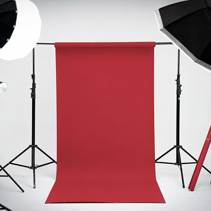 Kate Seamless Paper Backdrop Red Paper Backdrop Seamless Backdrop Paper Rolls (53''x16.4' Scarlet) - Image 2