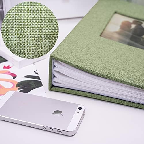 Vienrose 4x6 Photo Album,420 Pockets,Linen Cover with Window,Grass Green - Image 3